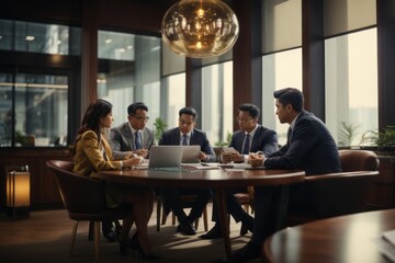 Business consulting meeting exchanging ideas about new business or financial investment projects in the office