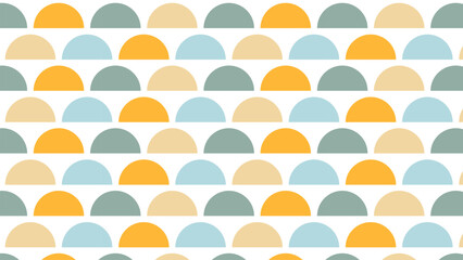 Seamless pattern with colorful semicircles on white background