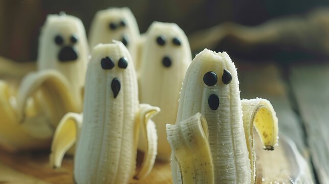 Healthy fruit halloween treats banana ghosts