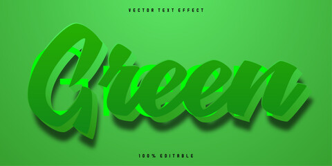 Editable text effect, green text on light green nature color style