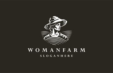 Woman farm logo template vector illustration design