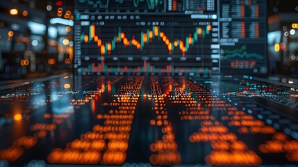 Obraz premium Stock Market Chart with Vibrant Data Points