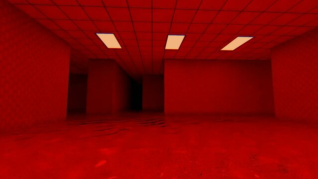 alone in the backrooms liminal space 3d render