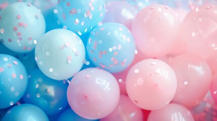 Gender Reveal Celebration Blue and Pink Party for Boy or Girl, Happy Baby Shower Announcement with Cute Illustration and attributes. Great as invitation card design template
