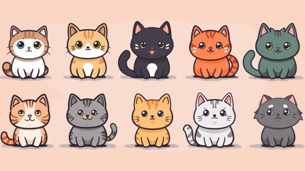 Set of funny cartoon cats