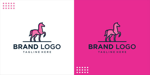 Monoline Horse Flat Line Art Logo Design, Design Inspiration, Illustration, Vector