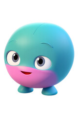 A cute blue and pink cartoon character. Transparent background. AI.
