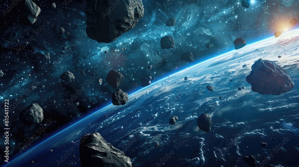 Wall mural asteroids are constantly floating around the world