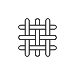 Woven Fabric icon. Simple depiction of textile weave, illustrating the interlacing of threads used in fabric production. Ideal for content related to textiles, fashion design. Vector illustration