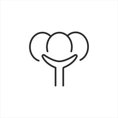 Cotton Boll icon. Simplistic outline of a cotton boll, the fluffy fibers surrounding the seeds of the cotton plant. A symbol commonly associated with the textile industry. Vector illustration