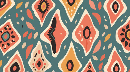 Naklejka premium Colorful Floral and Geometric Pattern Designs in Modern Ethnic Seamless Vector Art.