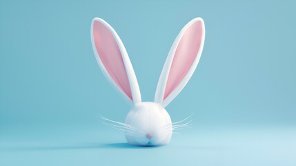 White bunny on blue copyspace background in studio festive easter concept 
, Generative AI