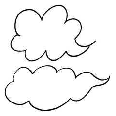 吹き出しにも使えるシンプルな雲　無地　線画のみ