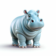 Fototapeta premium Hippo isolated on white background. 3D rendering illustration.