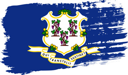 Connecticut US flag, wide brush stroke on transparent background vector
