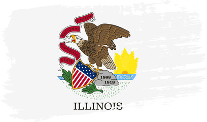 Illinois US flag, wide brush stroke on transparent background vector