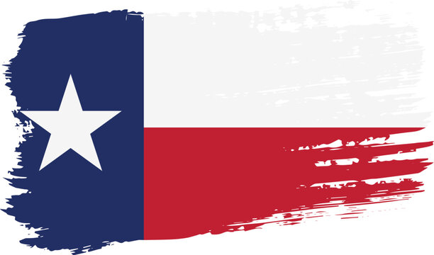 Texas US flag, wide brush stroke on transparent background vector