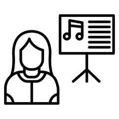 Music Teacher Female vector icon. Can be used for Home Based Business iconset.