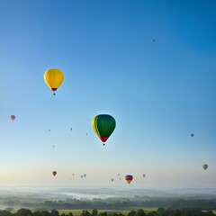Fototapeta premium Hot air balloons in clear sky