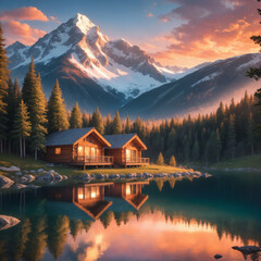 Fototapeta premium A breathtaking panoramic view of a mountain range during sunrise.