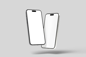 Front view angle two mobile realistic mockup blank