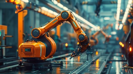 A team of engineers installing a new robotic arm in a manufacturing plant.