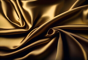 A close-up of gold silk fabric