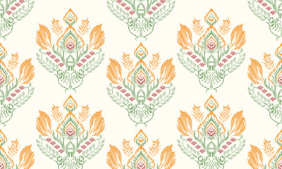 Hand draw Ikat floral paisley embroidery.Ikat ethnic oriental pattern traditional.Aztec style abstract vector illustration.great for textiles, banners, wallpapers, wrapping vector design.