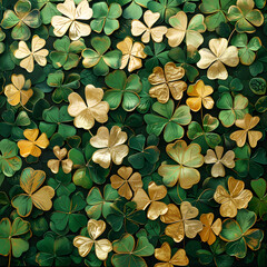 Small green and golden leaf for St Patrick's Day pattern