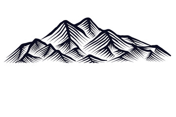 Sketch of a mountain with engraving style in black and white isolated on white background. Vintage woodcut hand drawn vector illustration. 