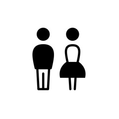 Vector toilet icon template. Flat restroom symbol illustration. Simple man and woman pictogram for water closet, bathroom, washroom. Male and female wc signage navigation