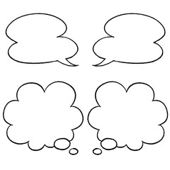 シンプルな吹き出しセット　無地　線画のみ