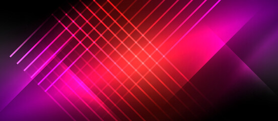 Obraz premium Neon shiny glowing lines background. Vector illustration