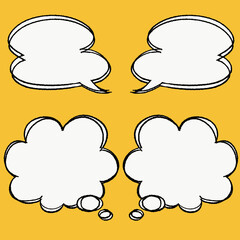 シンプルな吹き出しセット　黄色バック