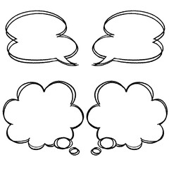 	シンプルな吹き出しセット　無地　線画のみ
