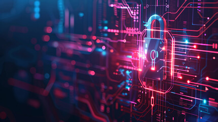 Advanced Digital Encryption Interface Display, purple neon theme