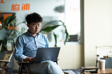 businessman working in modern room