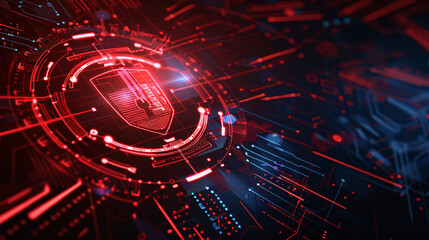Obraz premium Cybersecurity Threat Monitoring Dashboard, red black theme