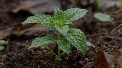 Serene Scene with Fresh Mint Plant