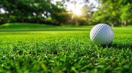 Serene Golf Course Landscape with White Ball Contrast