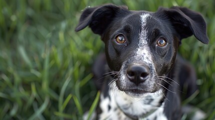 A Black and White Dog's Engaging Gaze