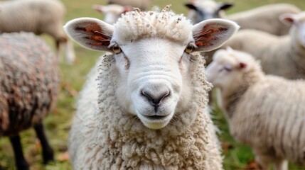 Naklejka premium Serene Sheep Scene in Nature