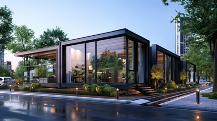 Obraz premium A modular office building with the ability to expand and contract as needed.