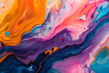 High-resolution image capturing the fluid beauty of marbled paint swirls in vivid colors