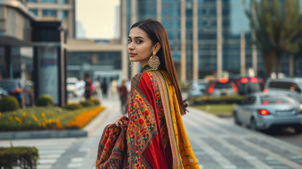 Fototapeta premium beautiful indian woman wearing big earrings