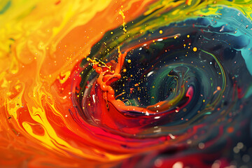 Vivid swirl of colorful paint macro