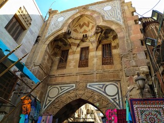 Al Hussein Mosque and Khan El Khalily in Cairo in Egypt