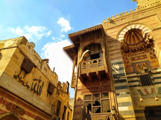Al Hussein Mosque and Khan El Khalily in Cairo in Egypt