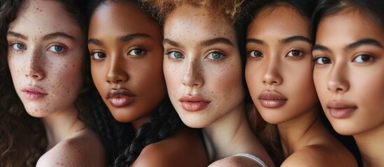 Obraz premium group of young women from different nationalities came together to represent the diversity of people around the world