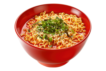 Bowl of ramen noodles isolated on transparent background
